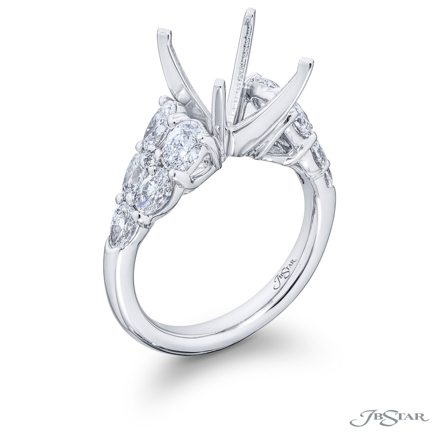 JB Star Platinum Straight Diamond Semi-Mount Engagement Ring - Diamond Semi-Mount Rings