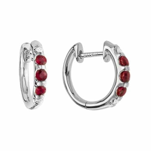 White Gold Ruby and Diamond Earrings