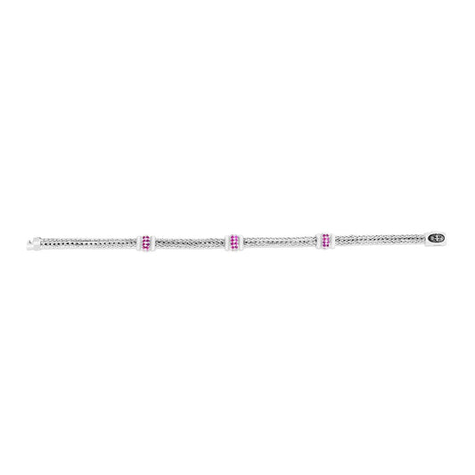 Phillip Gavrie Woven Three Station Pink Sapphire Bracelet - Colored Stone Bracelets