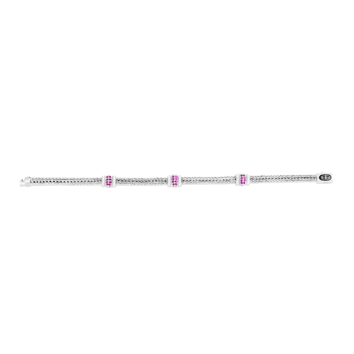 Phillip Gavrie Woven Three Station Pink Sapphire Bracelet