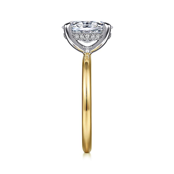 Gabriel & Co Yellow And White Gold Oval Semi-Mount Engagement Ring
