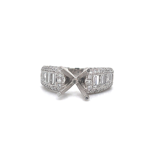 Ladies JB Star Semi Mount Diamond Engagement Ring Set In Platinum - Diamond Semi-Mount Rings