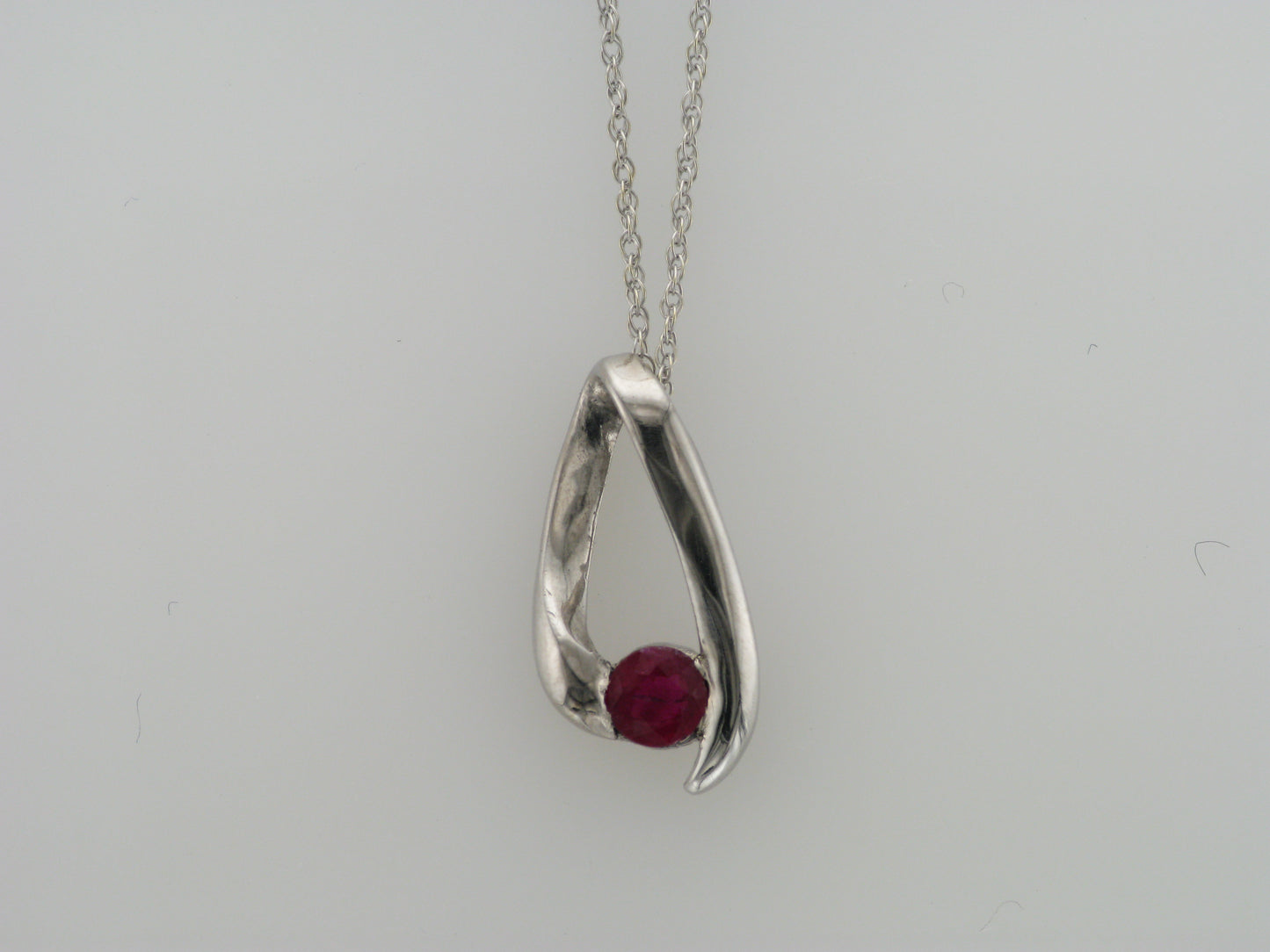 14 Karat White Gold Ruby Pendant