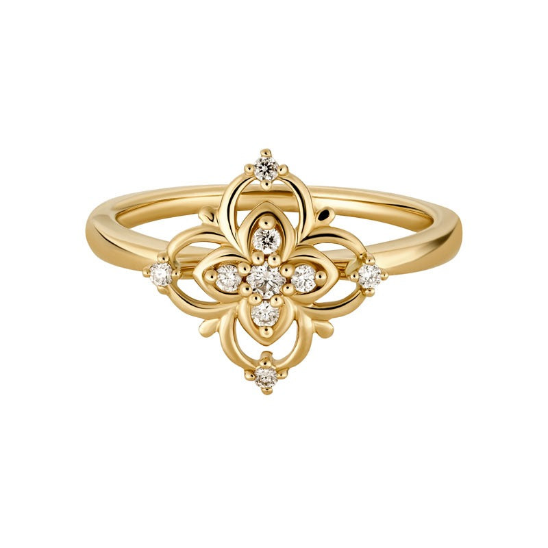 Yellow Gold Filigree Diamond Ring