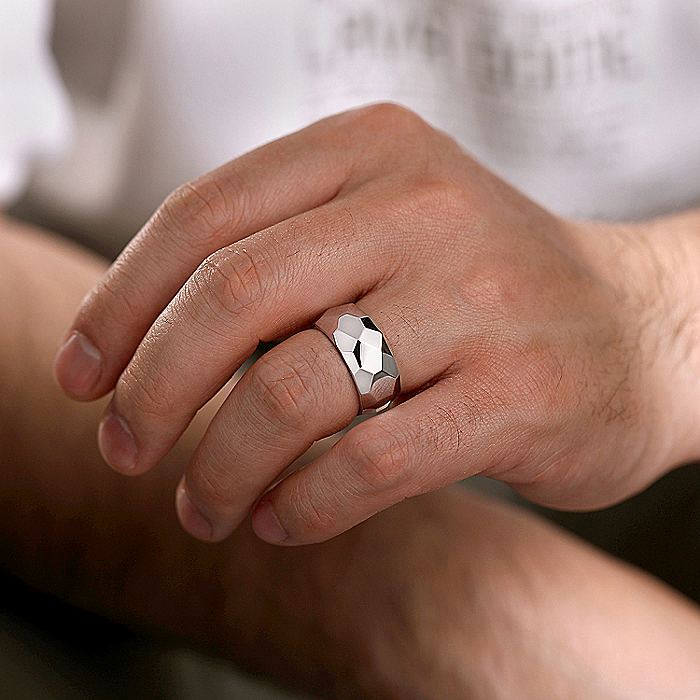 Gabriel & Co Sterling Silver Faceted Band