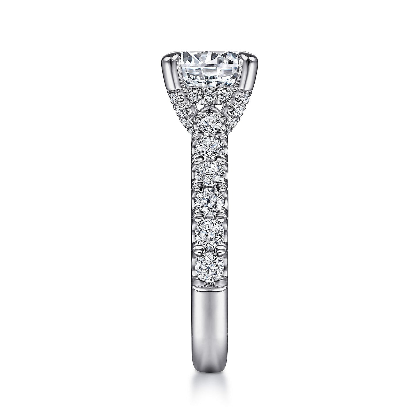 Gabriel & Co. 14 Karat White Gold Round Hidden Halo Semi-Mount Engagement Ring