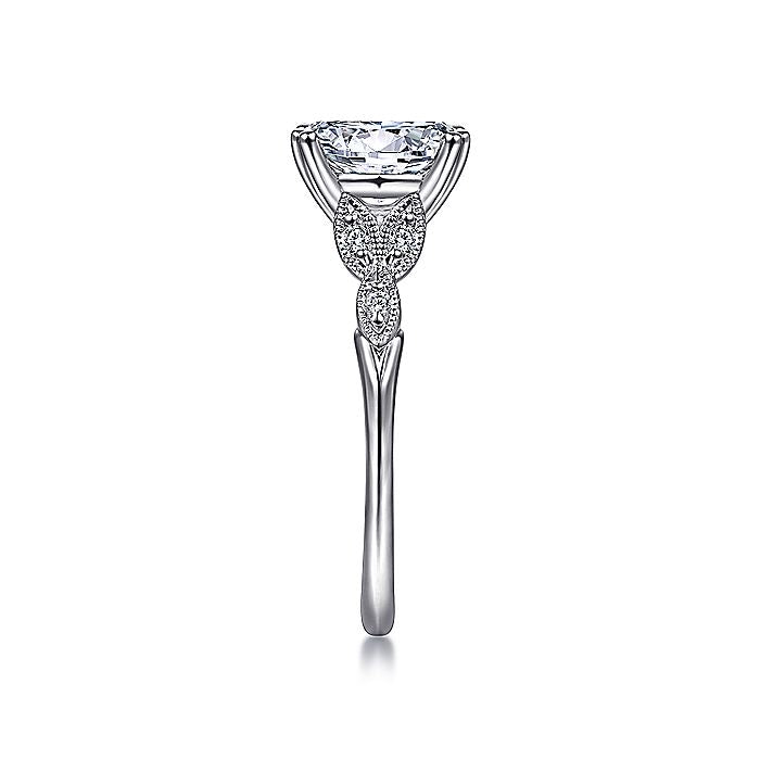 Gabriel & Co. 14 Karat White Gold Oval Semi- Mount Engagement Ring