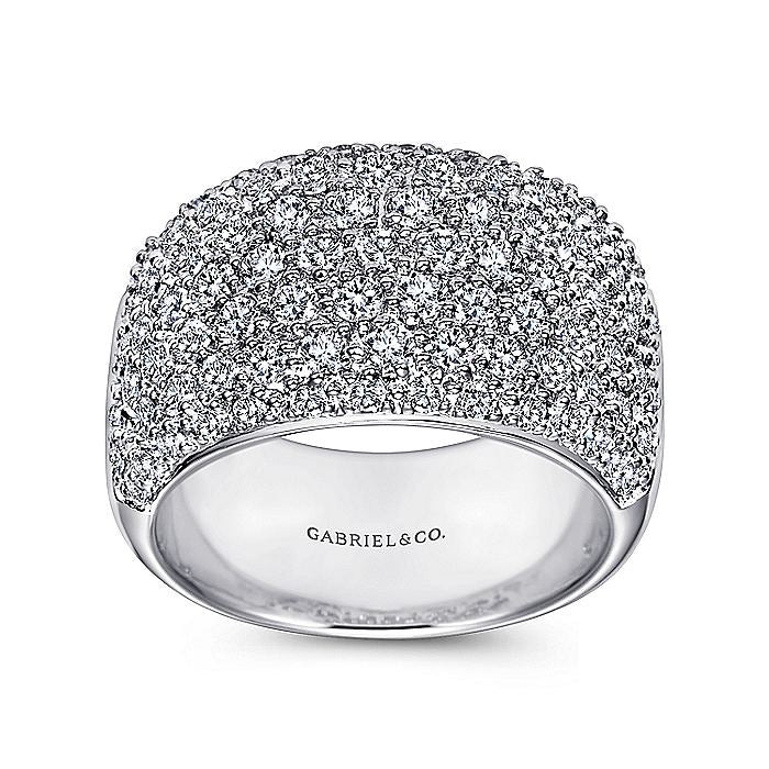 Gabriel & Co. 14 Karat White Gold Wide Pavé Diamond Anniversary Band