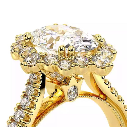 Verragio Renaissance Collection Yellow Gold Floral Halo Semi-Mount Engagement Ring - Diamond Semi-Mount Rings