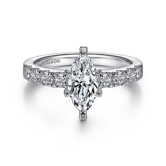 Gabriel & Co White Gold Marquise Shape Semi-Mount Engagement Ring - Diamond Semi-Mount Rings