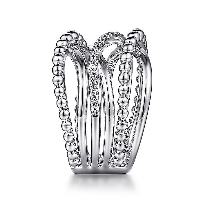 Gabriel & Co Sterling Silver White Sapphire Cris-Cross Ring