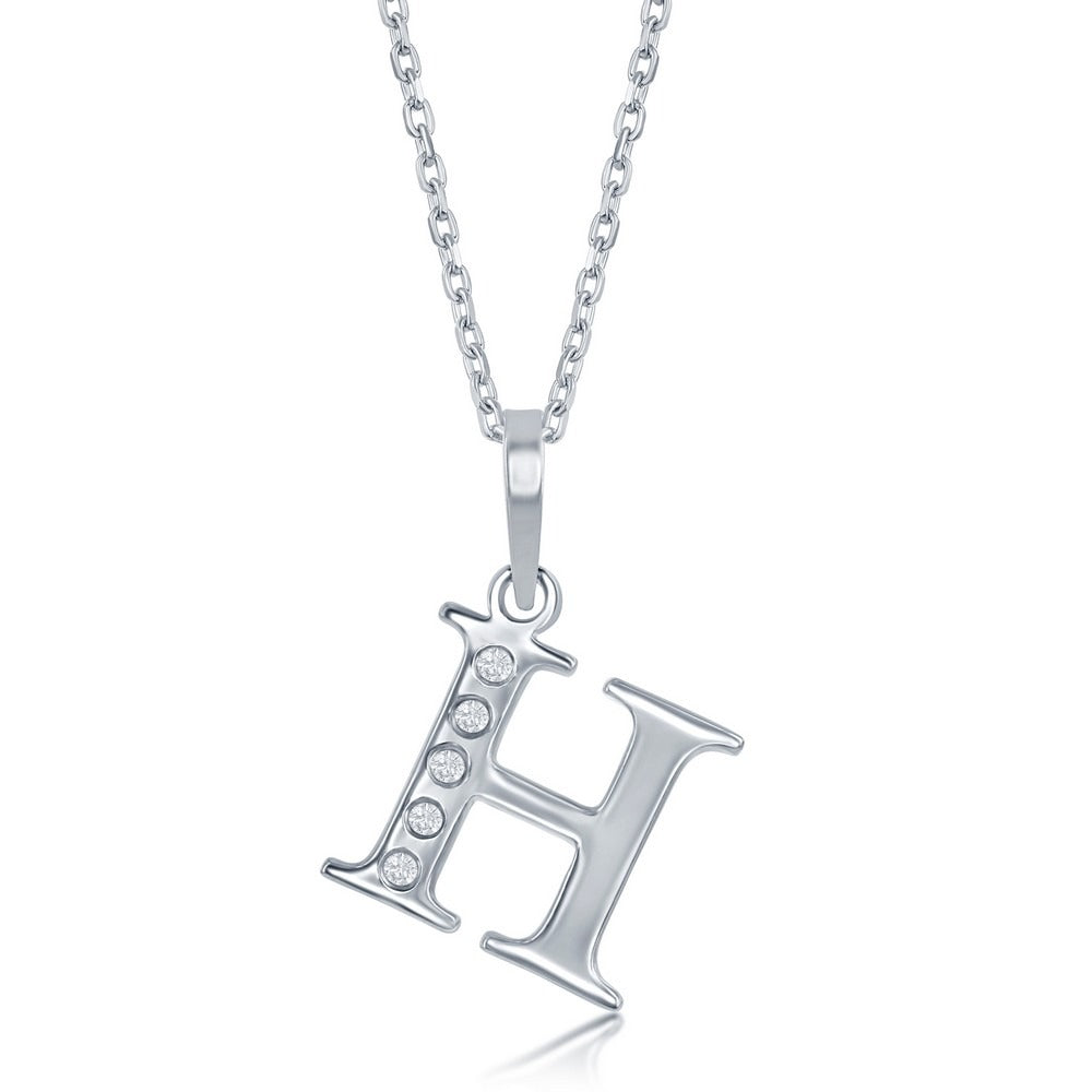 Sterling Silver Diamond H Necklace
