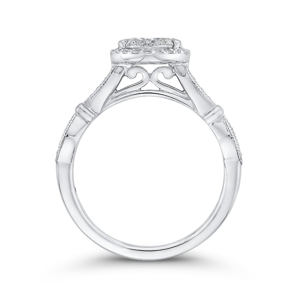 Luminous White Gold Oval Halo Engagement Ring