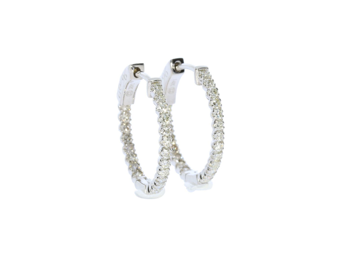 Ladies White Gold Diamond Inside Outside Hoops
