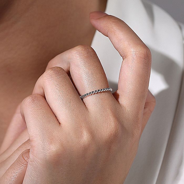 Gabriel & Co White Gold Bujukan Beaded Stackable Ring