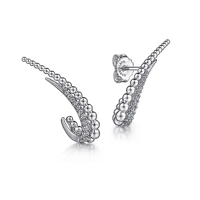 Gabriel & Co Sterling Silver White Sapphire J Stud Earrings