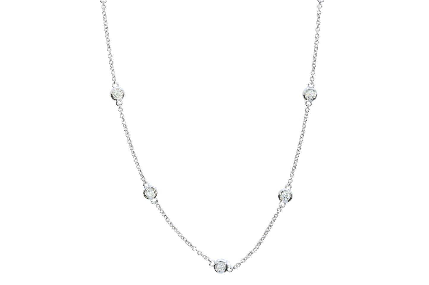 White Gold Diamonds By The Inch Necklace