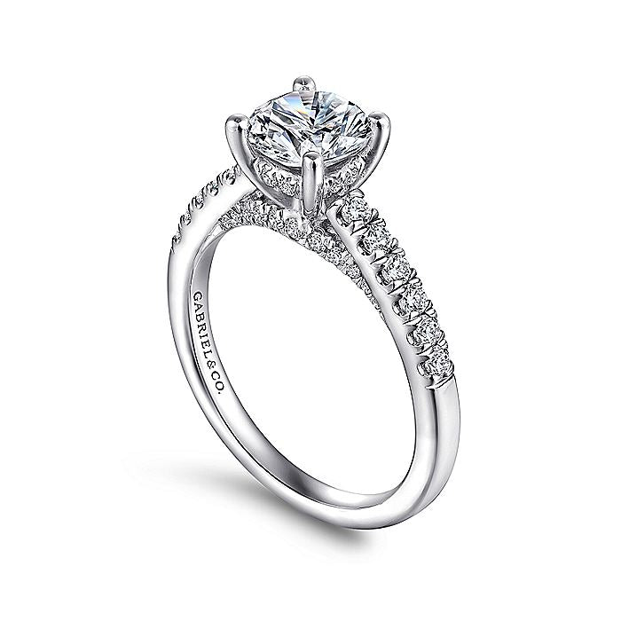 Gabriel & Co. 14 Karat White Gold Round Semi-Mount Engagement Ring