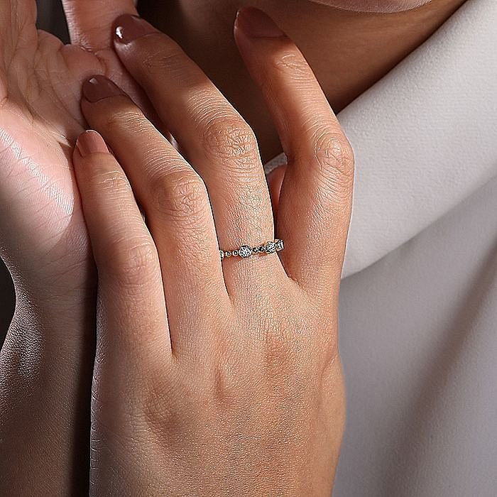 Gabriel & Co. Yellow Gold Bujukan and Diamond Station Ring