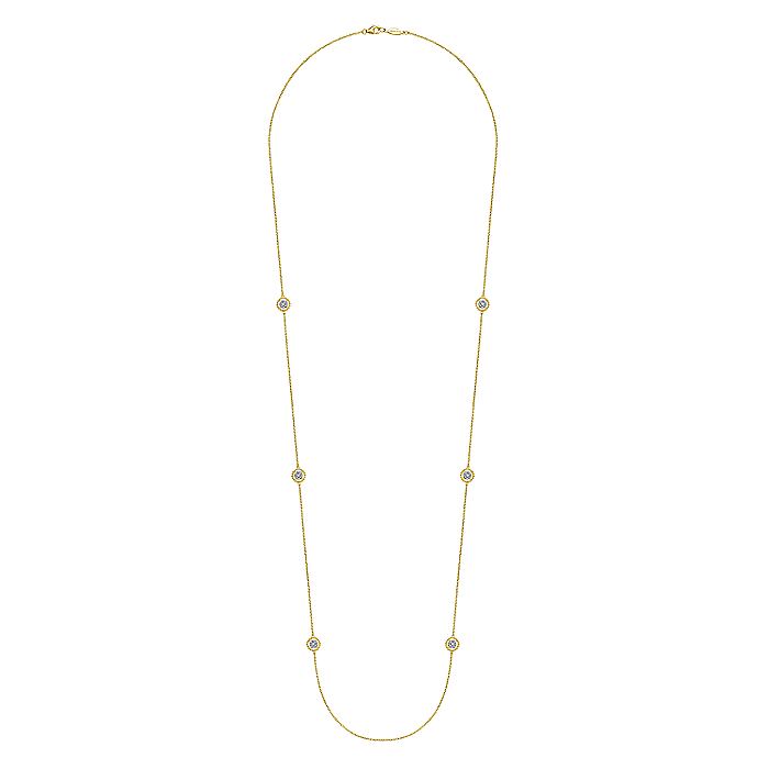 Gabriel & Co. 14 Karat Yellow Gold Double Sided Diamond Bujukan Station Necklace