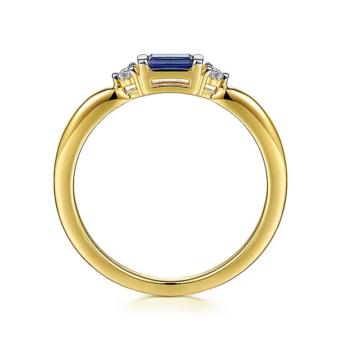 Gabriel & Co. 14 Karat Yellow Gold Diamond and Sapphire Stackable Ring - Colored Stone Rings - Women's