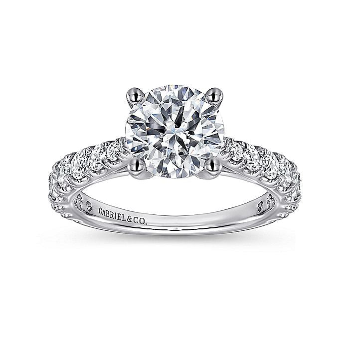 Gabriel & Co. 14 Karat White Gold Round Semi-Mount Engagement Ring