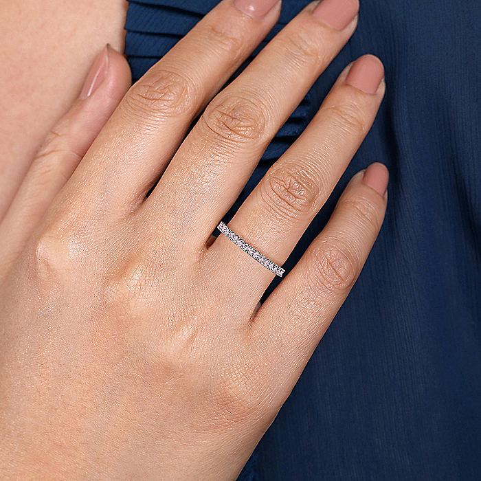 Gabriel & Co White Gold Pink Created Zircon Stackable Ring