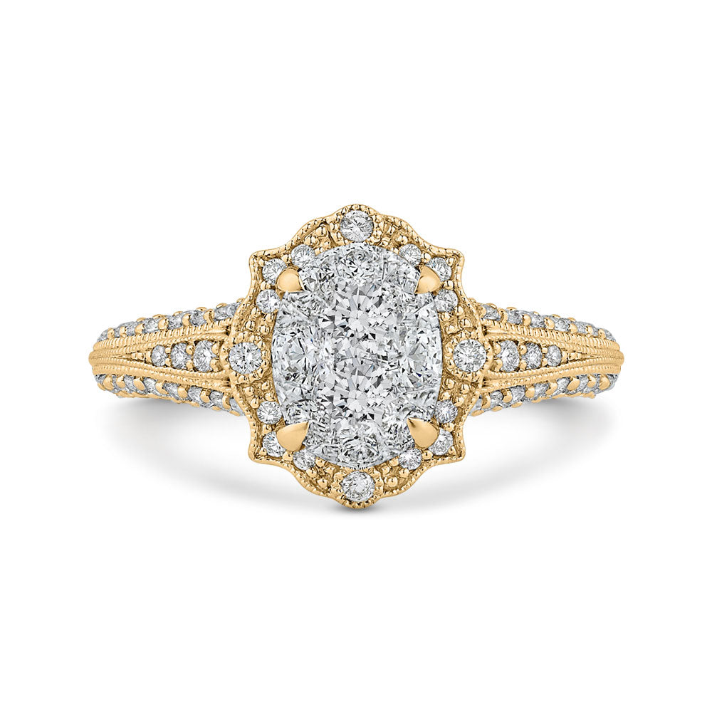 Luminous Yellow Gold Fancy Oval Halo Engagement Ring