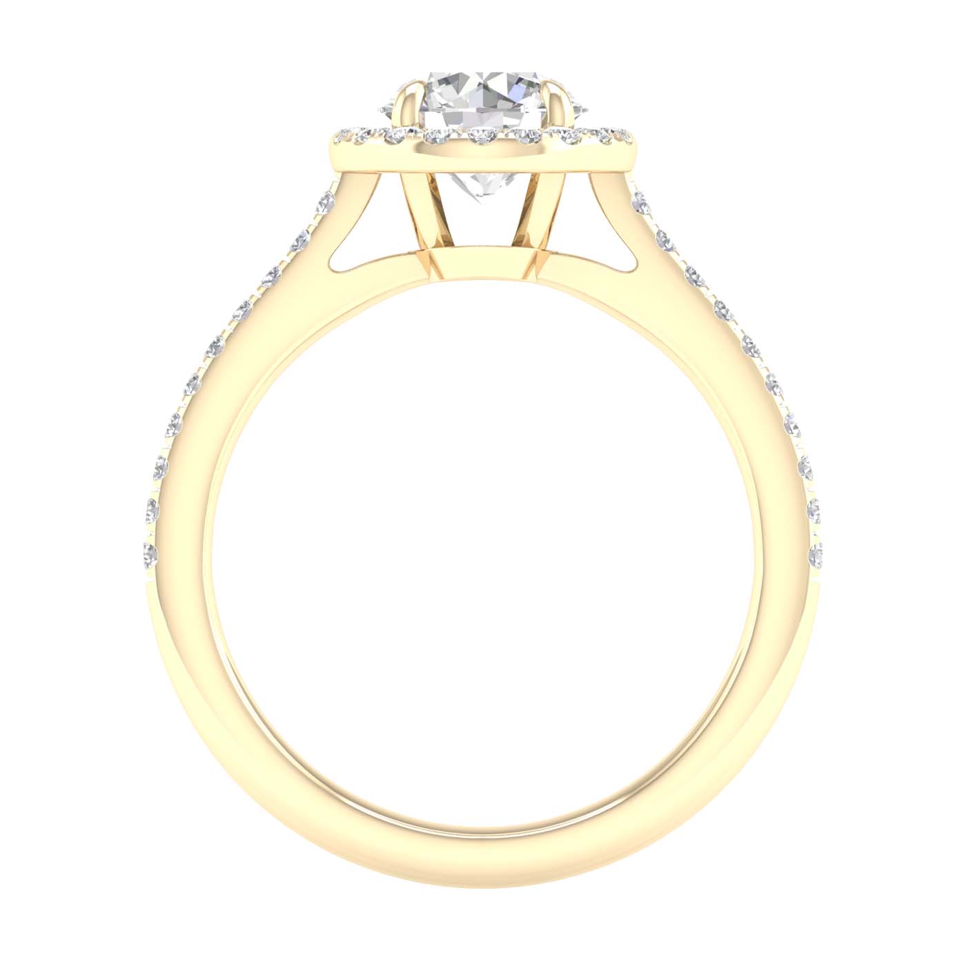 Yellow Gold Laboraotry Grown Round Diamond Halo Engagement Ring - Diamond Engagement Rings