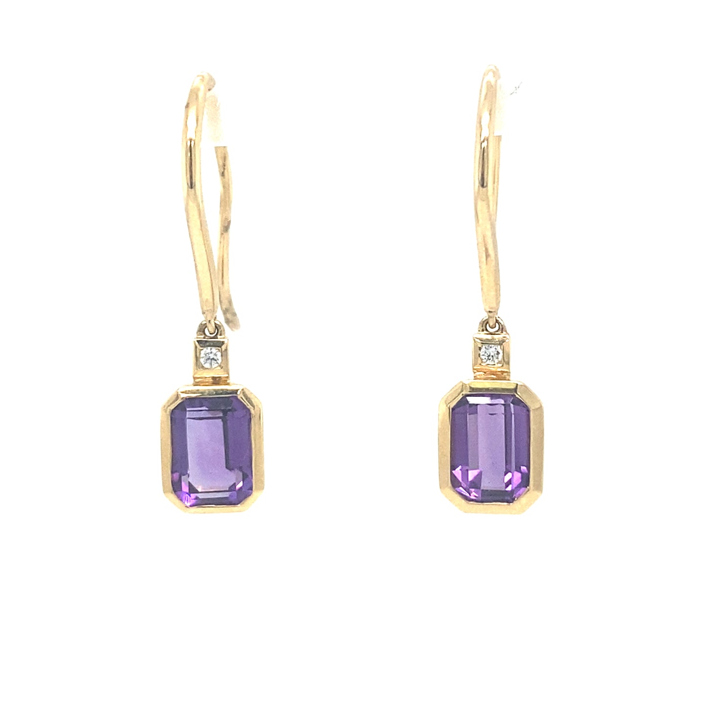 Yellow Gold Amethyst Earrings