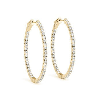Yellow Gold Diamond In and Out Hoops