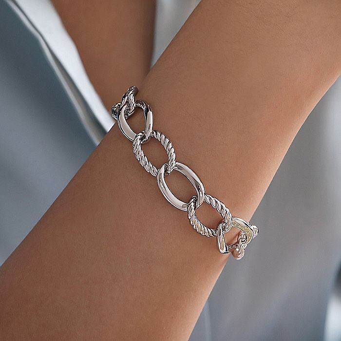 Gabriel & Co Sterling Silver Rope And Polish Bracelet