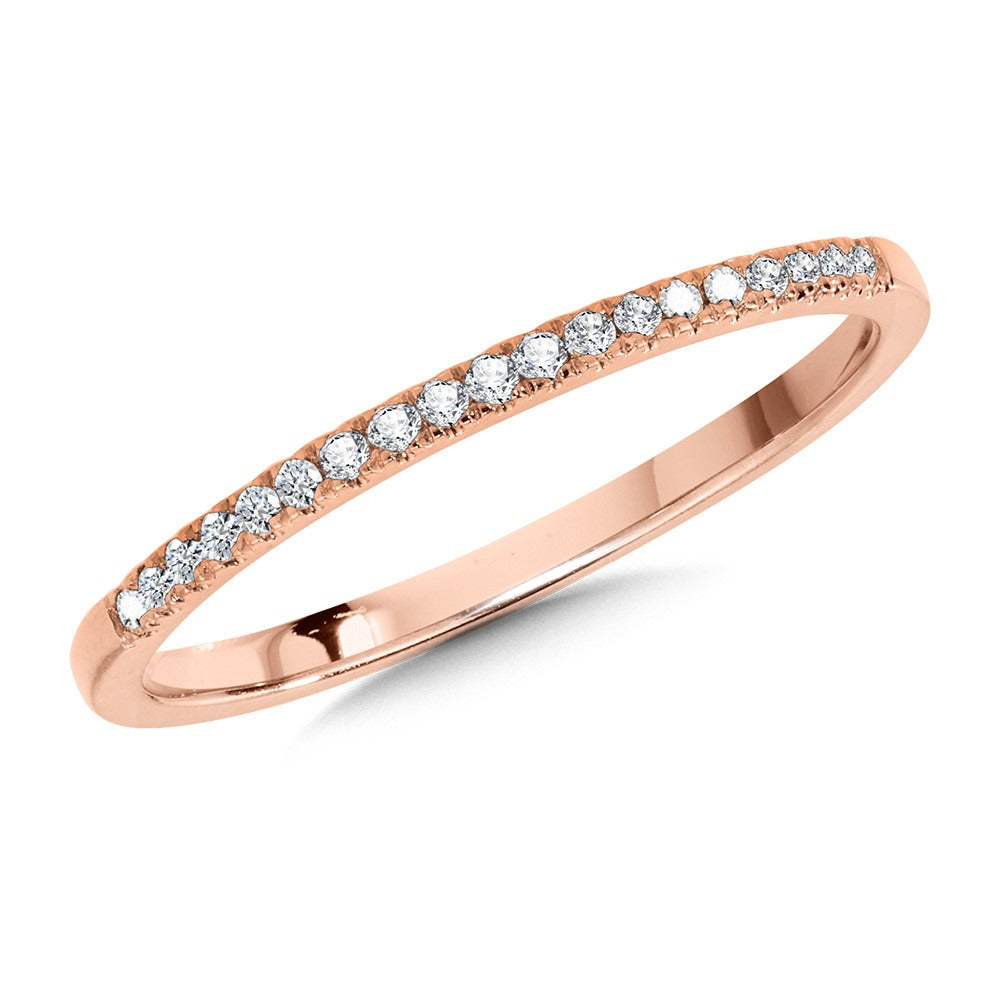 14 Karat Rose Gold Diamond Straight Stackable Band
