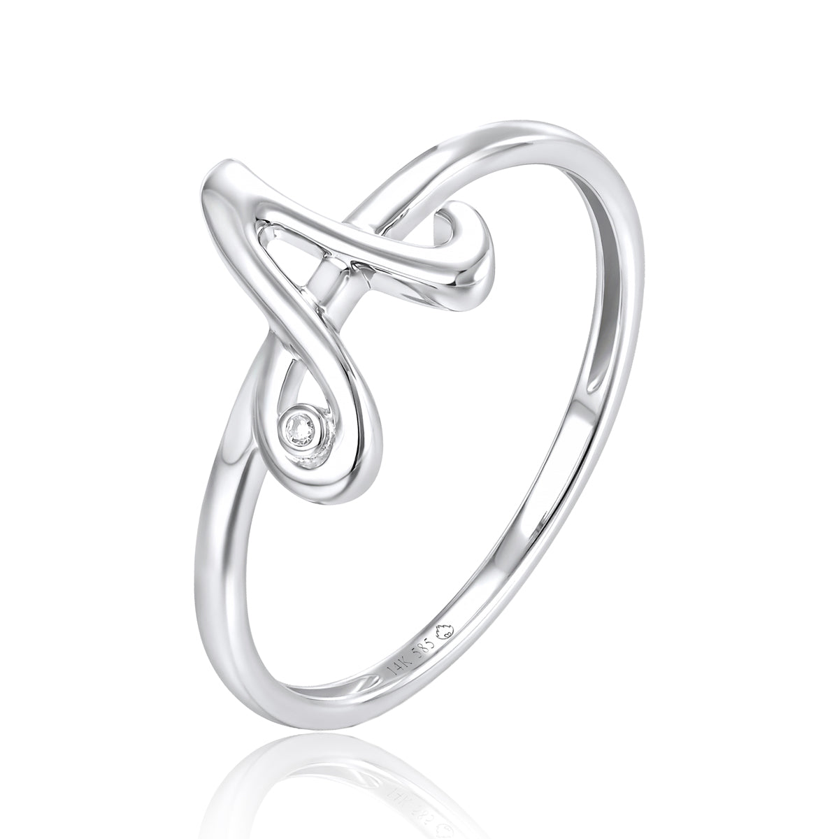 Luvente 14 Karat White Gold Initial A Diamond Ring