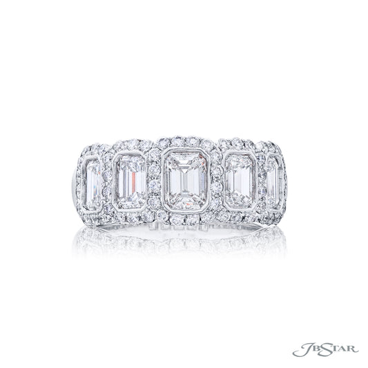 JB Star Platinum Diamond Emerald-Cut Micro Pave Wedding Band - Diamond Fashion Rings - Women's