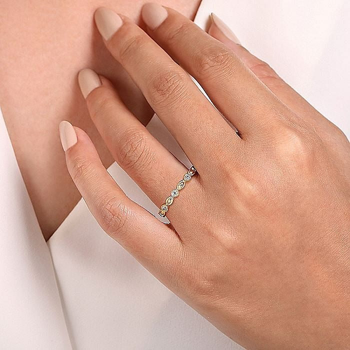 Gabriel & Co. Yellow Gold Diamond Marquise Shaped Stackable Ring