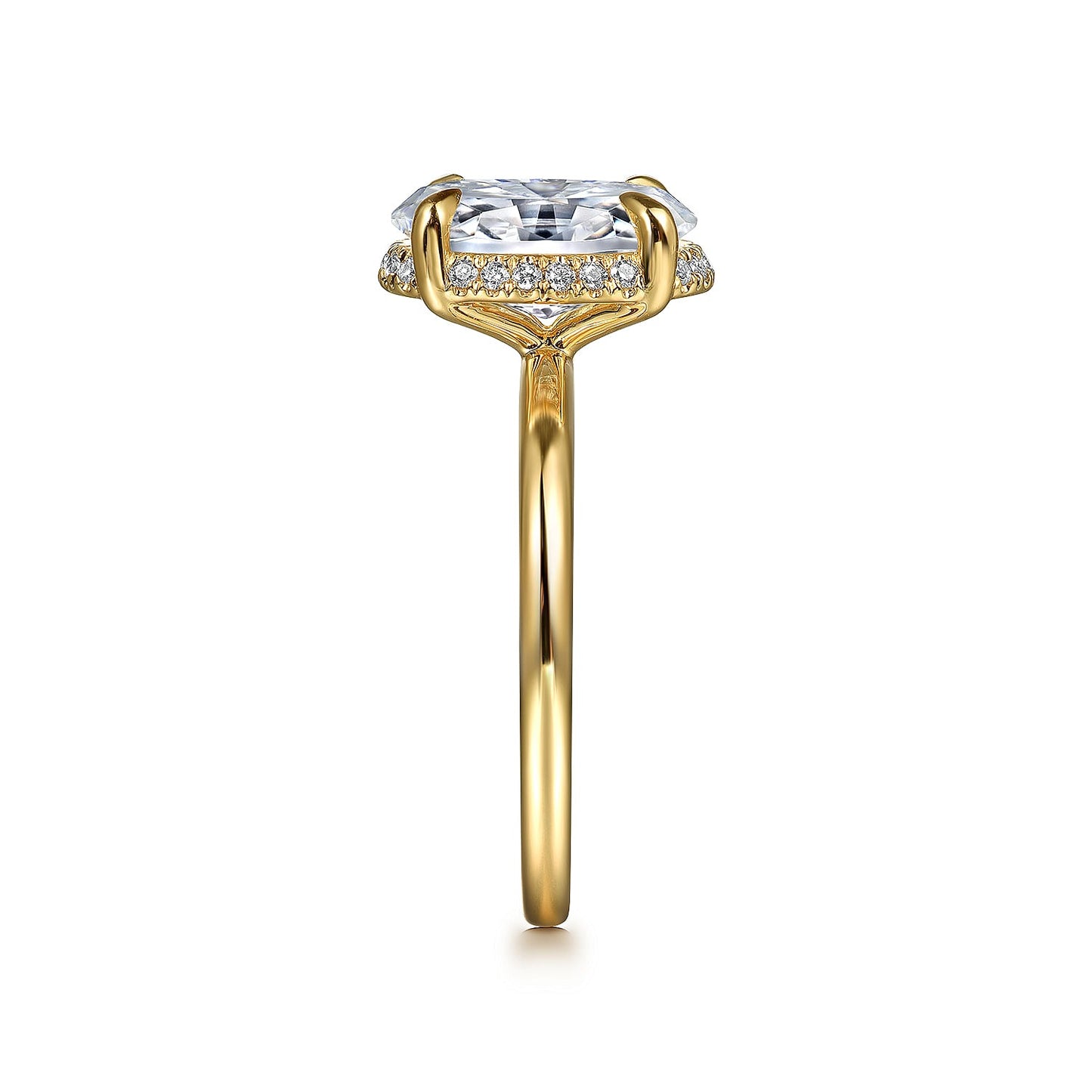 Gabriel & Co. 14 Karat Yellow Gold Oval Hidden Halo Semi-Mount Engagement Ring