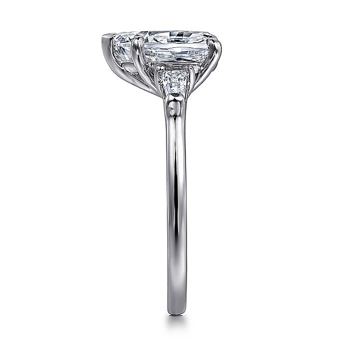 Gabriel & Co. Pear Shape Three Stone Semi-Mount Engagement Ring