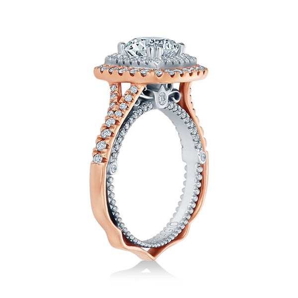 Verragio Venetian Collection Rose & White Gold Double Halo Semi-Mount Engagement Ring - Diamond Semi-Mount Rings