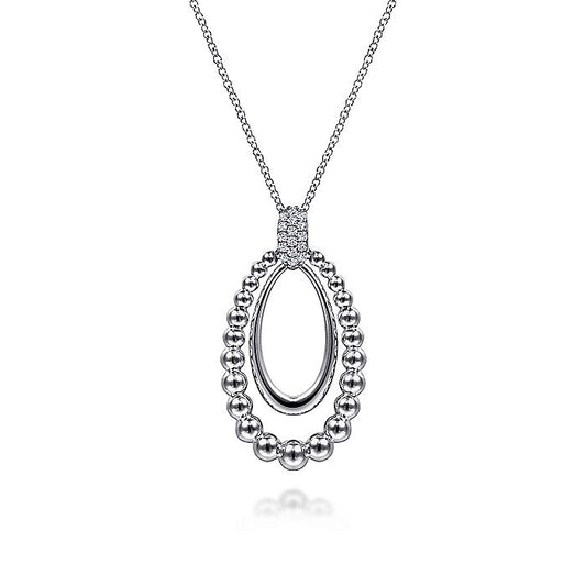 Gabriel & Co Sterling Silver White Sapphire Pendant Necklace - Silver Necklace