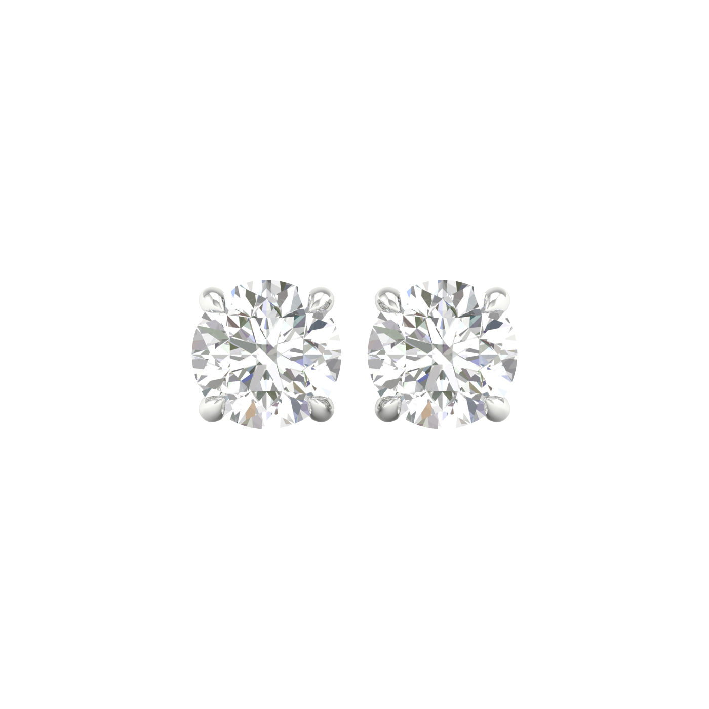 White Gold Round Laboratory Grown Diamond Stud Earrings