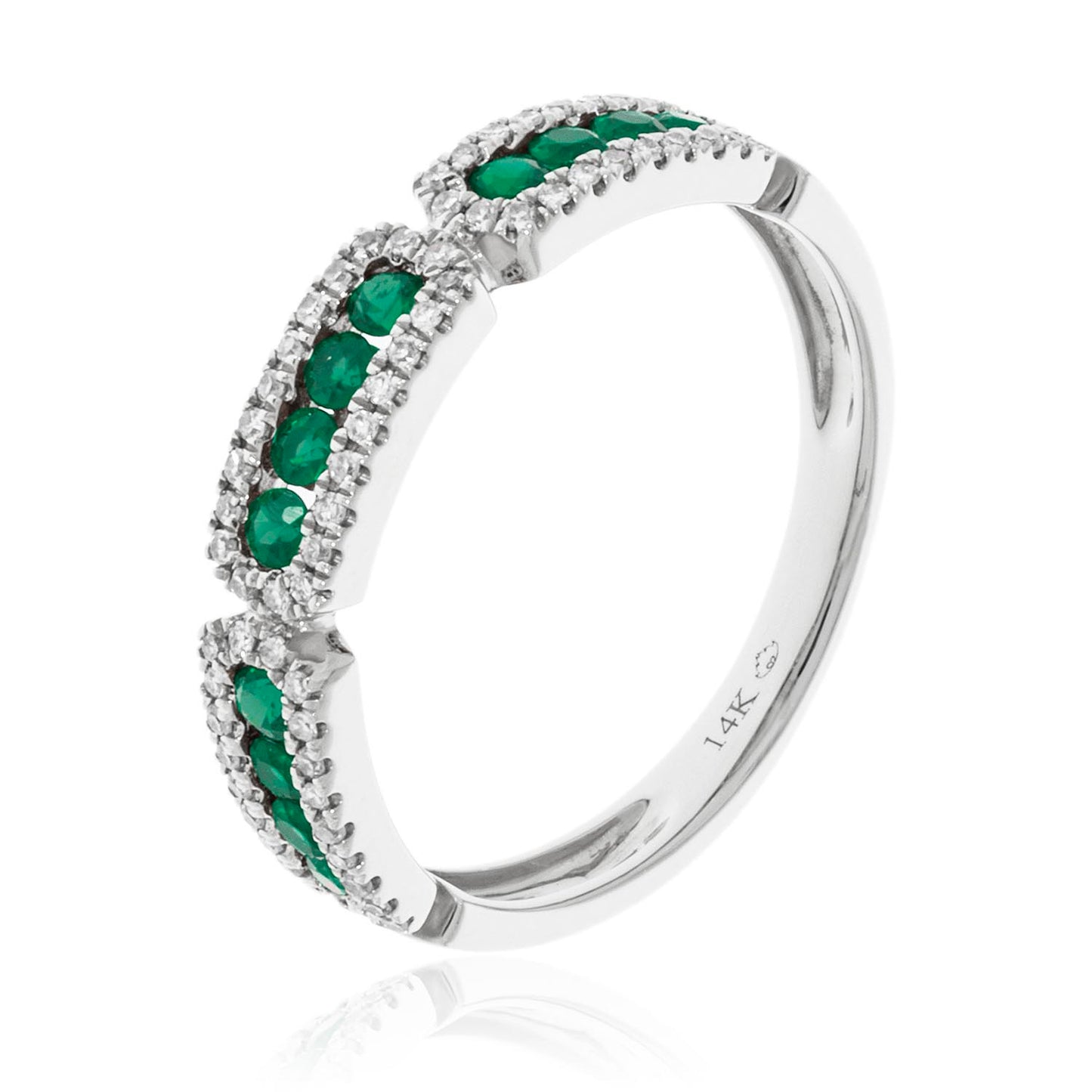 Luvente 14 Karat White Gold Art Deco Emerald Ring