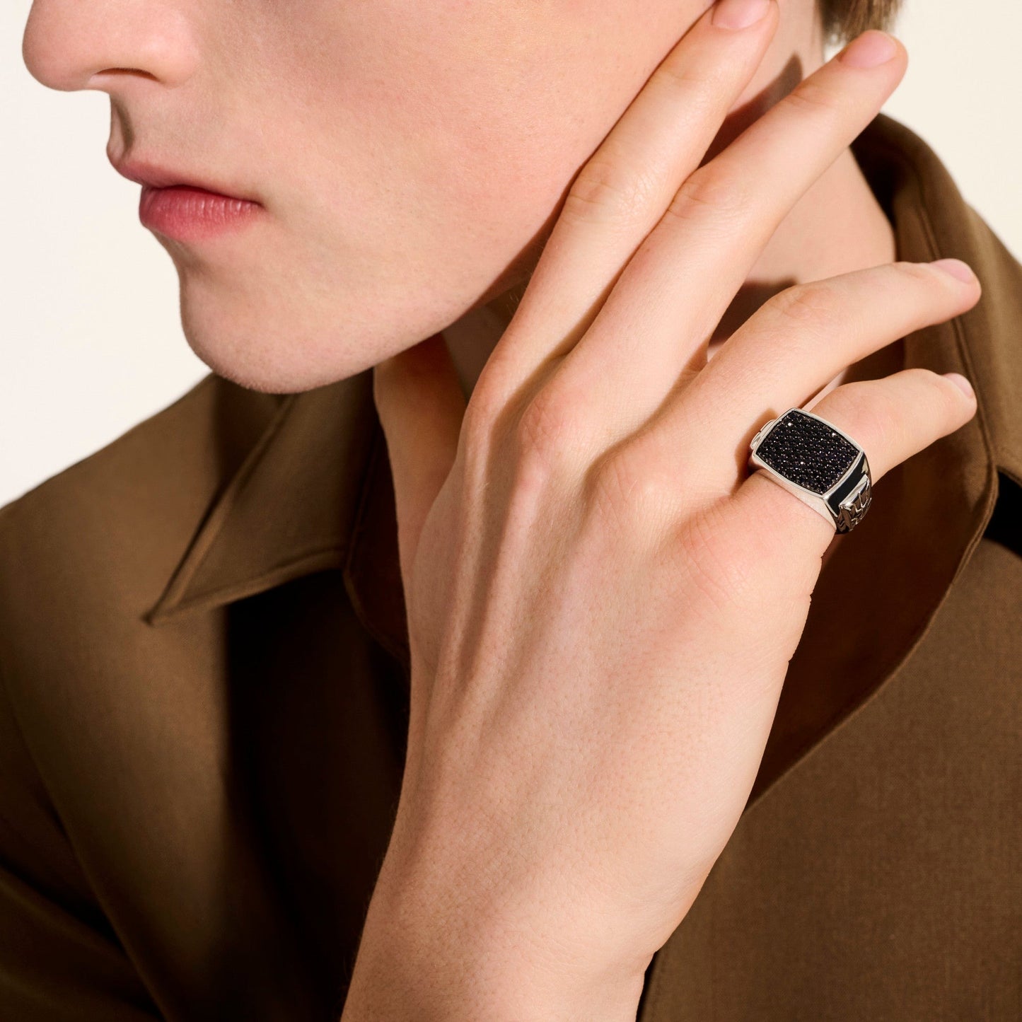 John Hardy Sterling Silver Black Sapphire Signet Ring - Colored Stone Rings - Men's