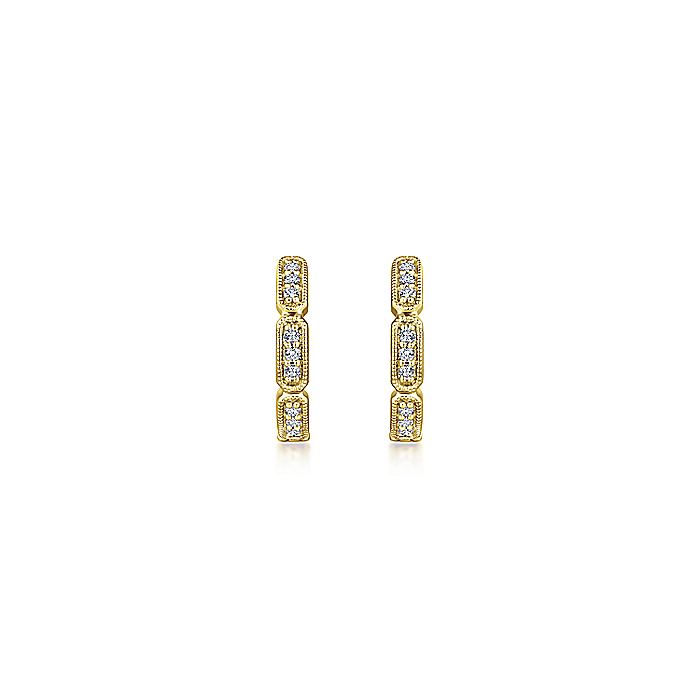 Gabriel & Co. Yellow Gold Segmented Diamond Huggies