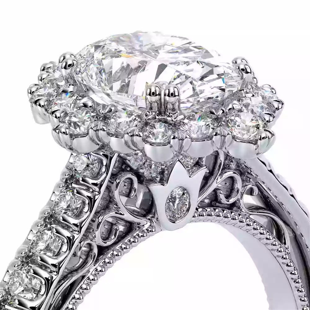 Verragio White Gold Venetian Oval Floral Halo Semi-Mount Engagement Ring