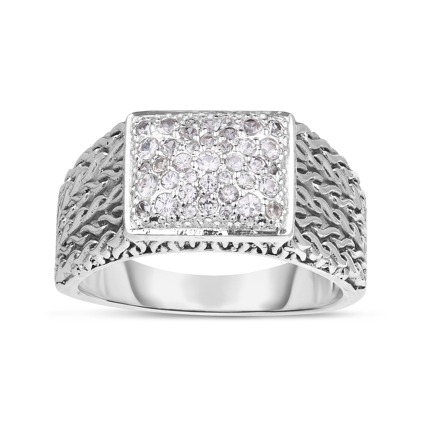 Phillip Gavriel Silver Woven White Sapphire Ring