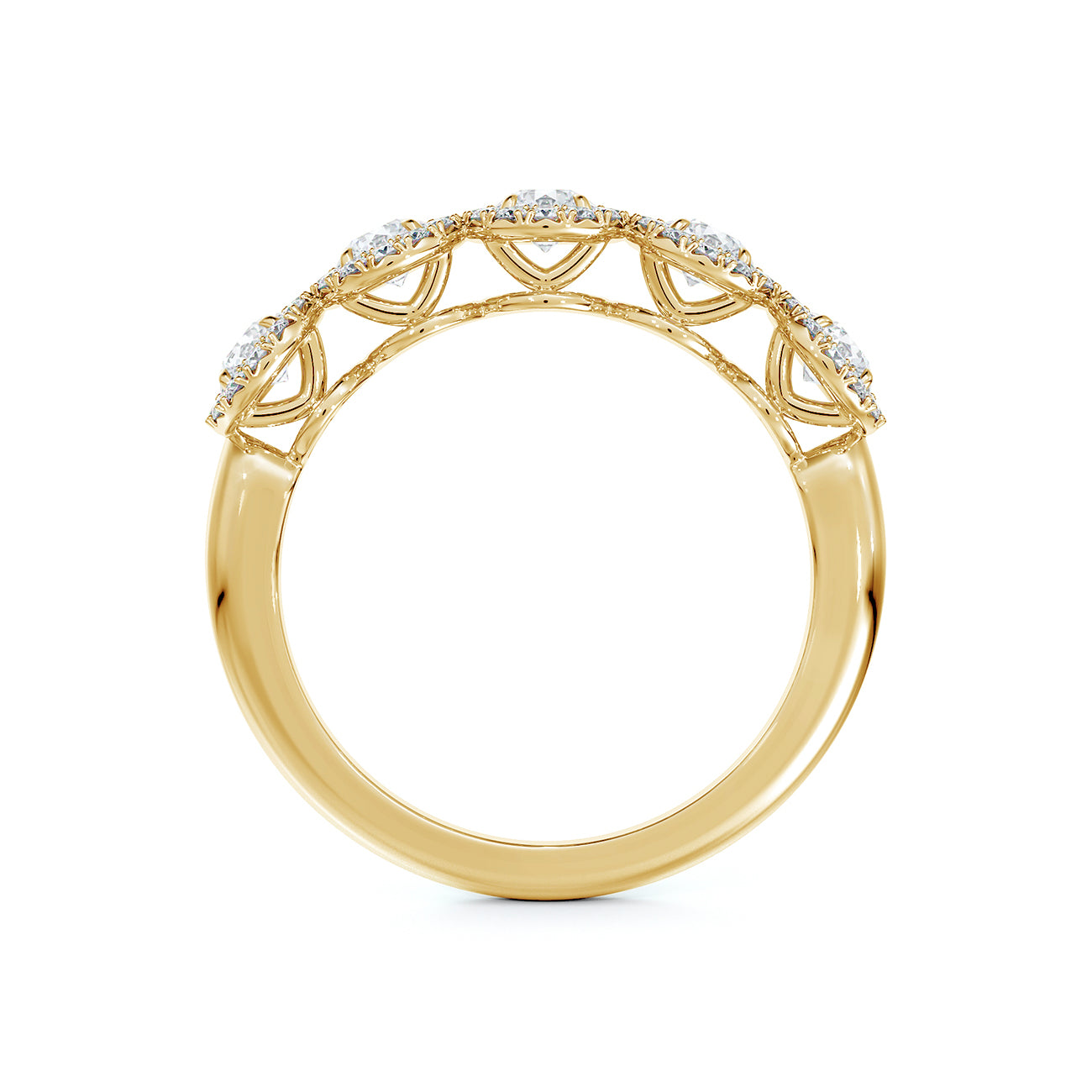 Forevermark Yellow Gold Center of My Universe Five Stone Halo Band - Diamond Anniversary Rings