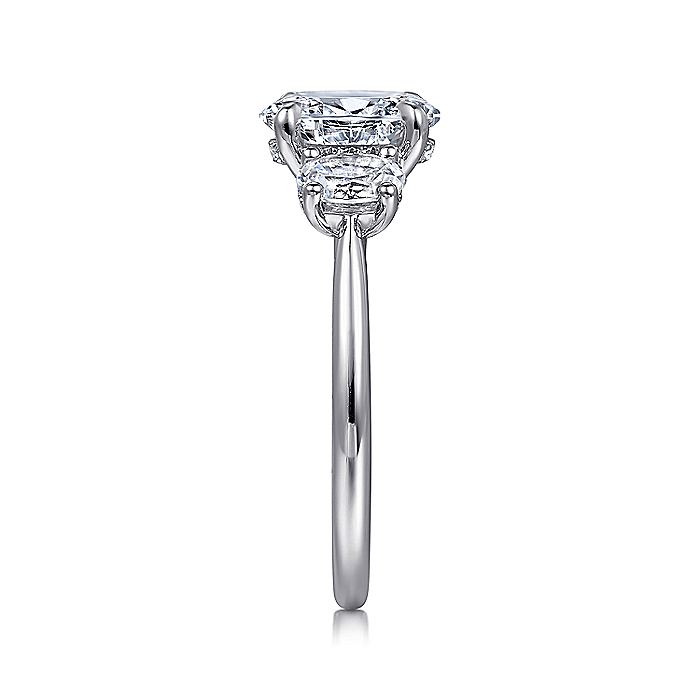 Gabriel & Co. White Gold Oval Three Stone Semi-Mount Engagement Ring