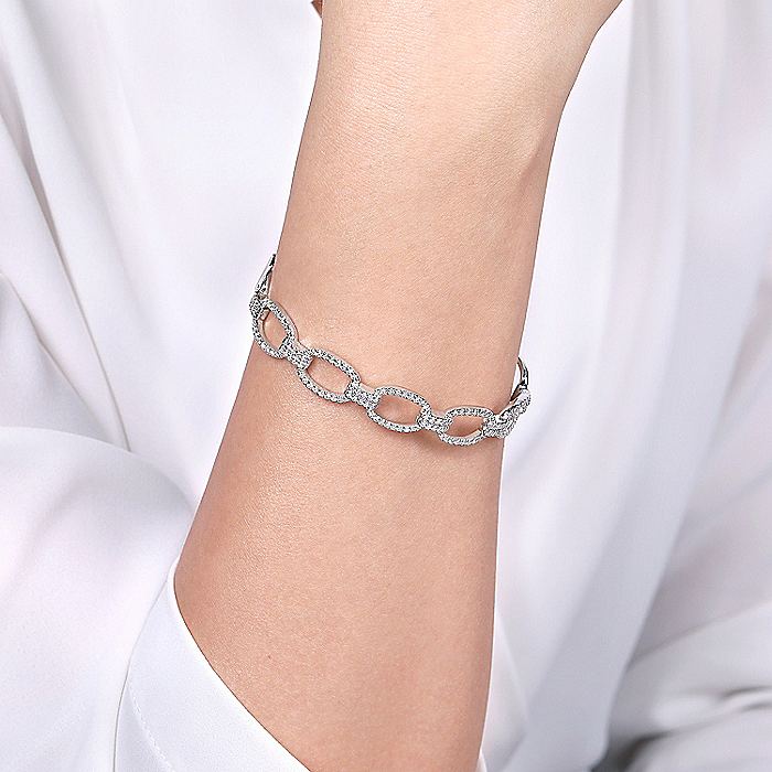 Gabriel & Co. White Gold & Diamond Bangle Bracelet
