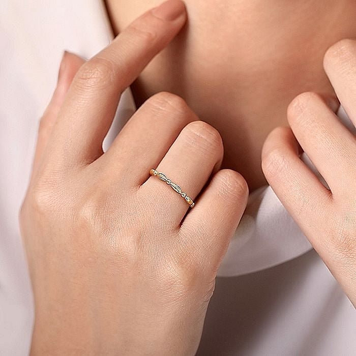 Gabriel & Co. Yellow Gold Elongated Station Stackable Ring